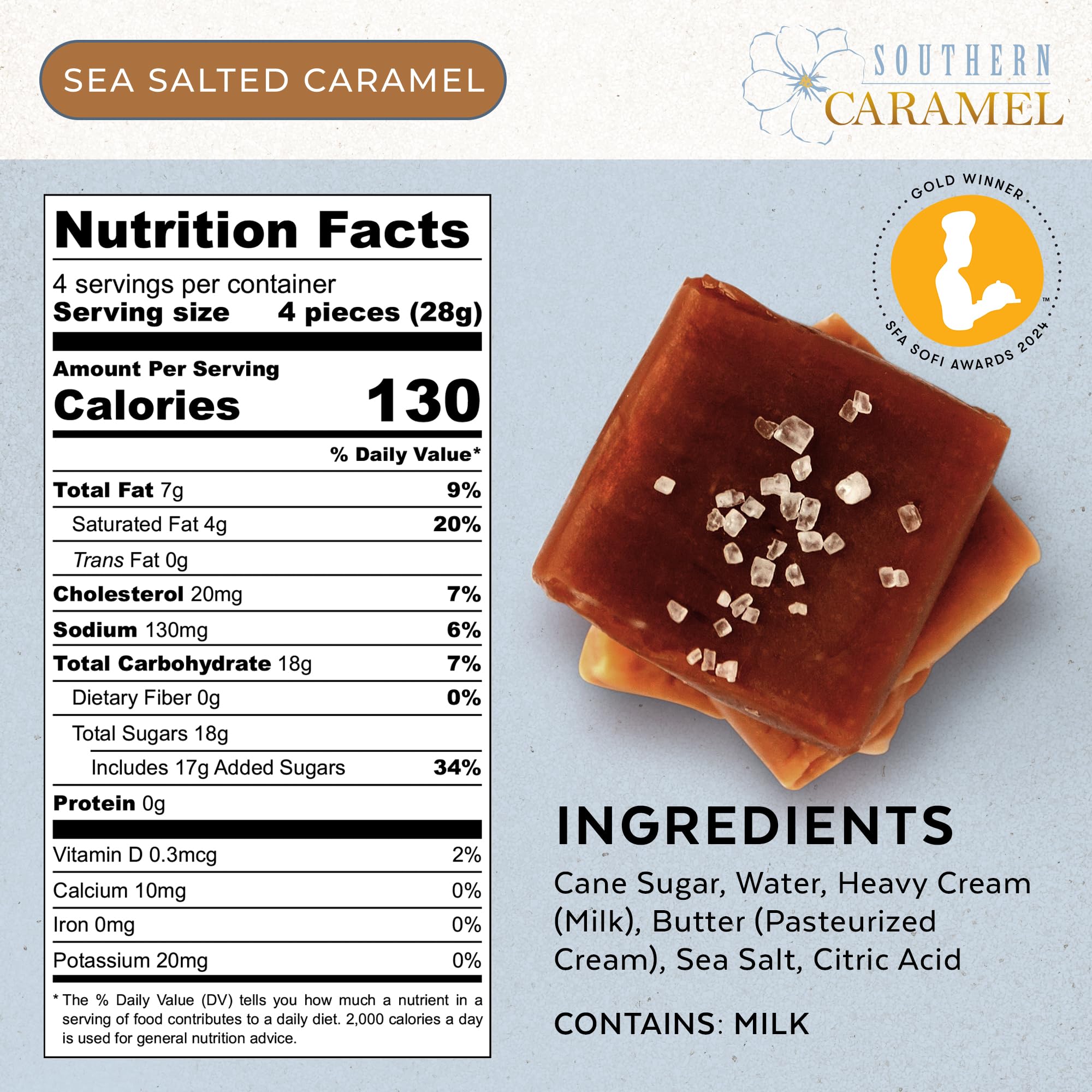 Southern Caramel bitten piece revealing smooth center and buttery melt benefit