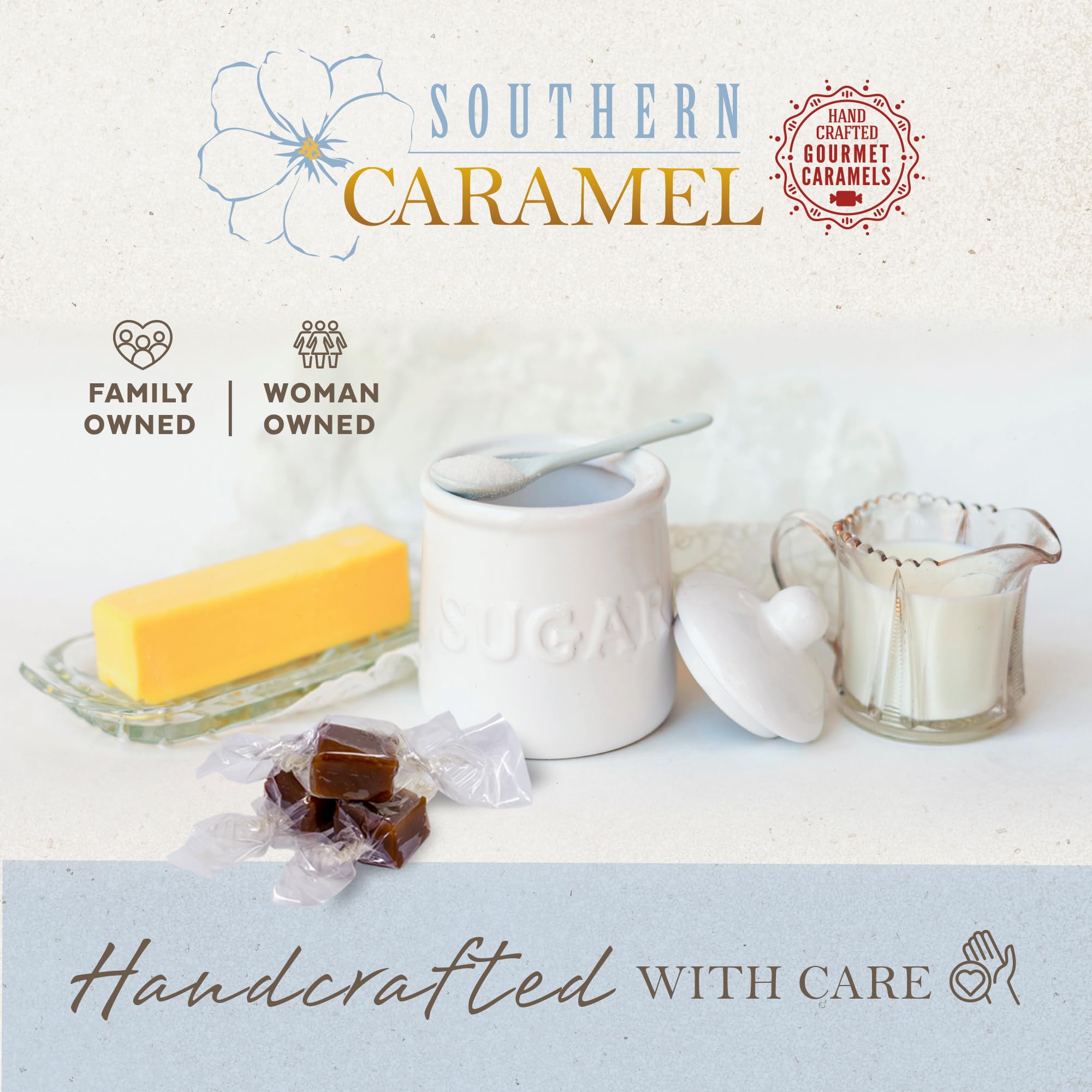 SOUTHERN CARAMEL gift box styled on table emphasizing ready-to-gift appeal