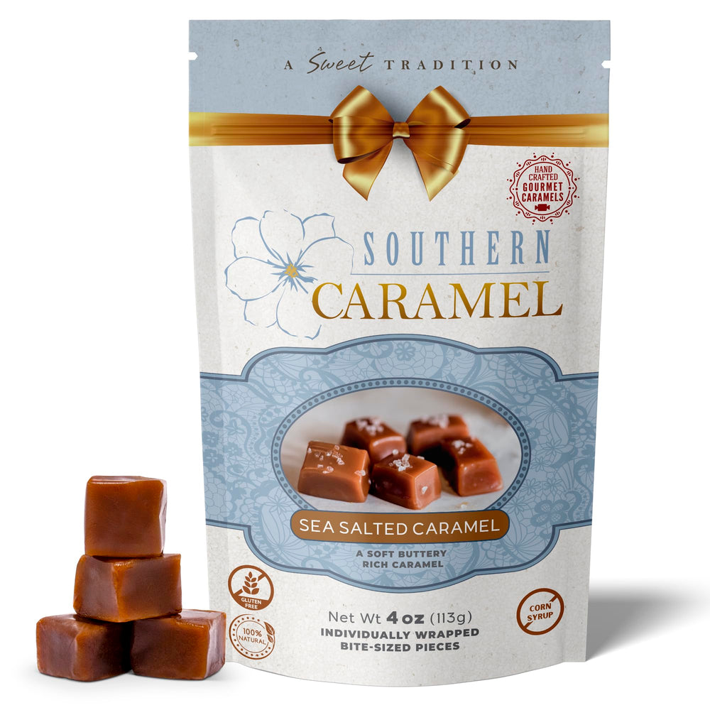Southern Caramel front packaging showing premium 4 oz bag and award