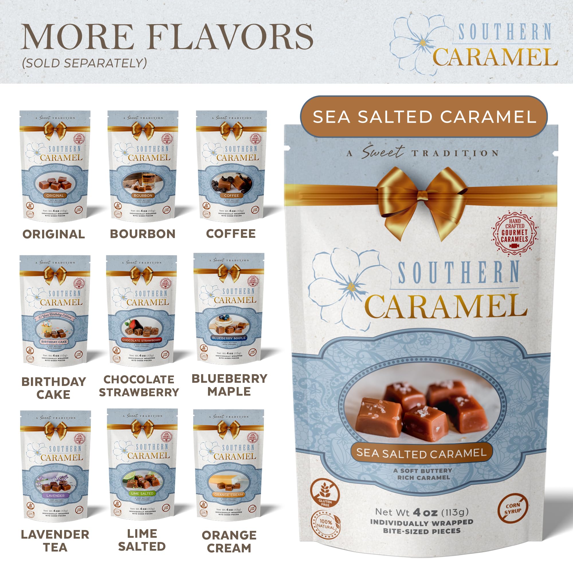 Southern Caramel size shown in hand for scale and convenient portability