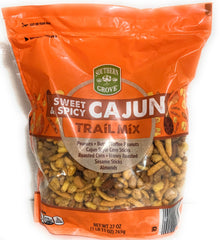 Southern Grove front packaging showing product name and bold Cajun snack mix benefits