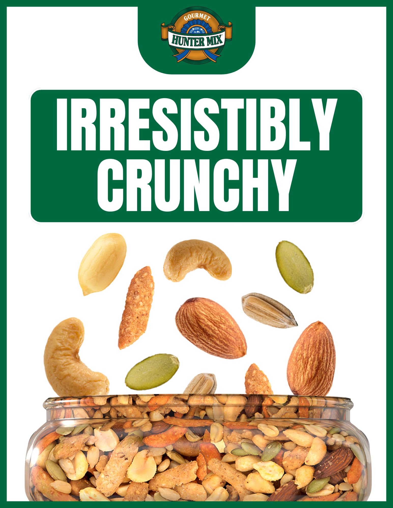 Southern Style Nuts nuts and seeds close-up showing almonds cashews pepitas benefit