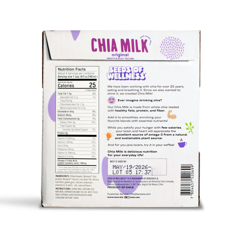 Kitchen scene with SOW chia milk used in cereal to simplify meal prep