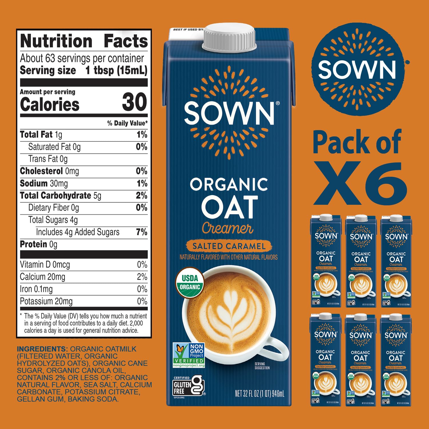 SOWN creamer on a breakfast table illustrating pantry-friendly, plant-based use