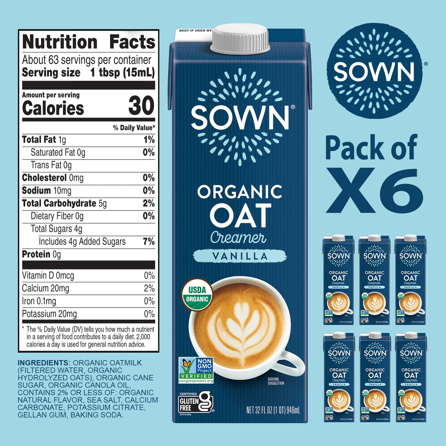 Raw oats and bottle of SOWN showing North American oat origin and quality