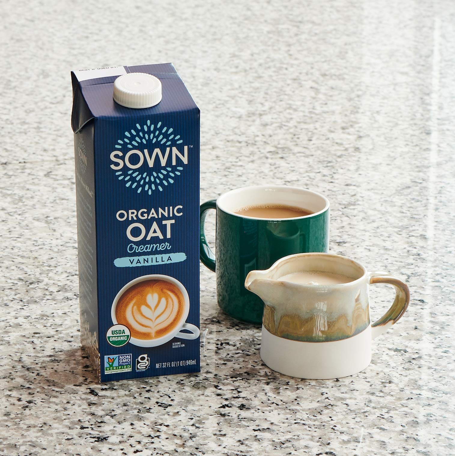 SOWN product label with organic and non-GMO certifications visible for trust