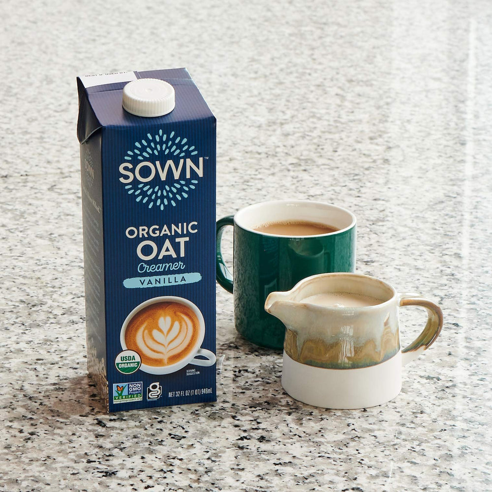 SOWN product label with organic and non-GMO certifications visible for trust
