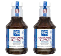 Soy Vay bottle front label showing hoisin garlic flavor and convenient use