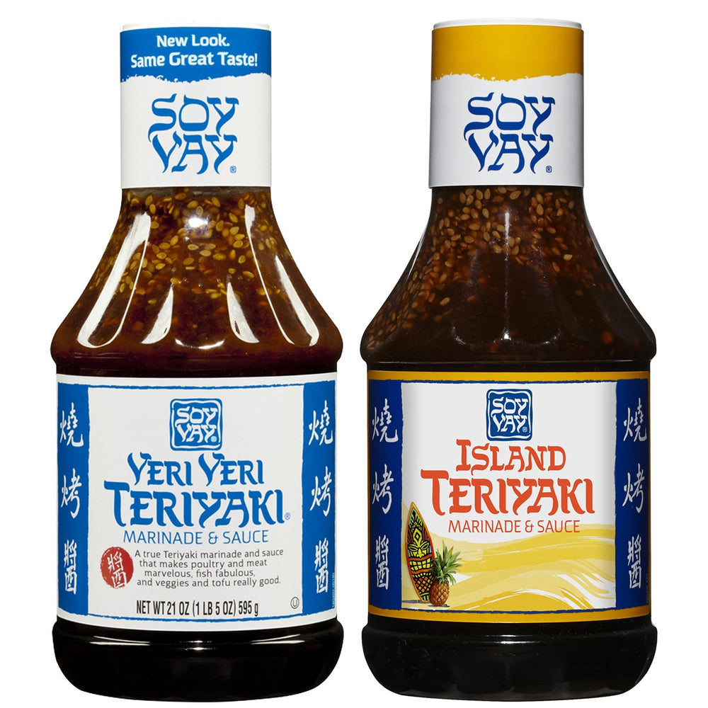 Soy Vay Veri Veri bottle front view showing bold label and easy pouring benefit