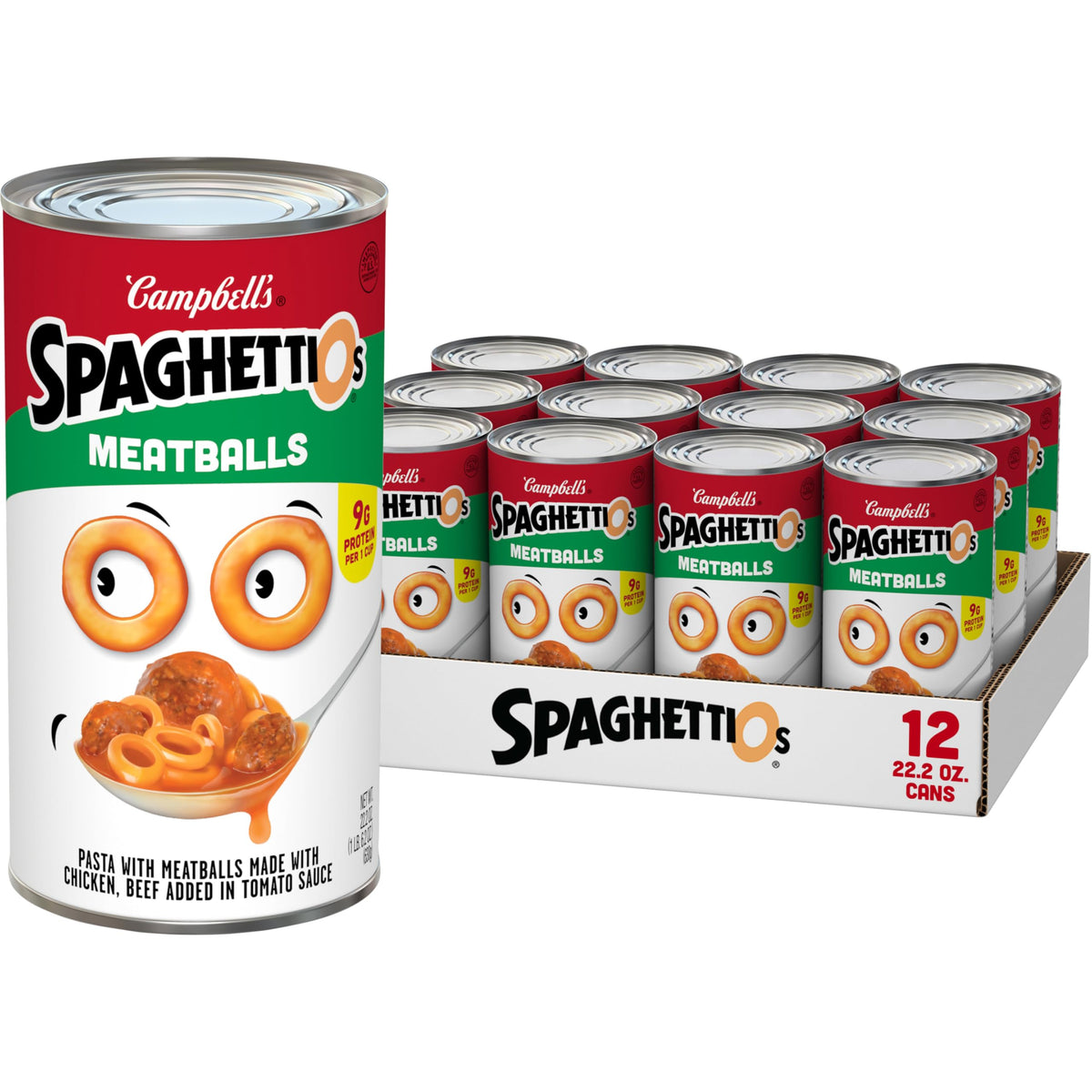 SpaghettiOs front can label showing brand and product for easy identification