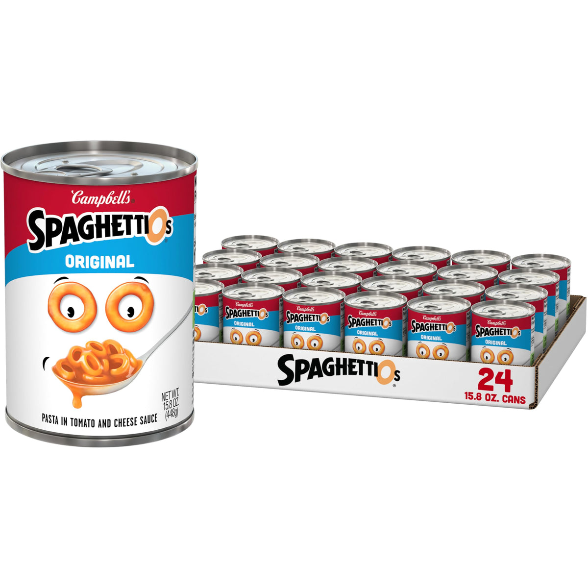 SpaghettiOs front packaging showing brand and pack size, quick pantry meal option
