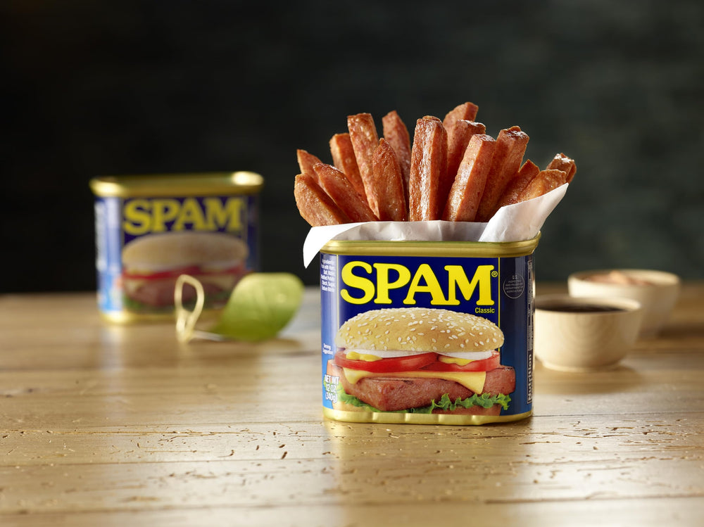 Close-up of SPAM texture highlighting moist, sliceable meat
