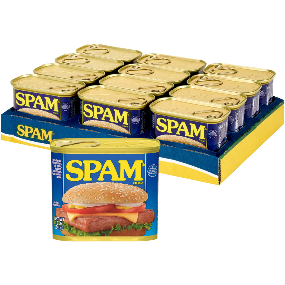 SPAM front can showing label and ready-to-use convenience