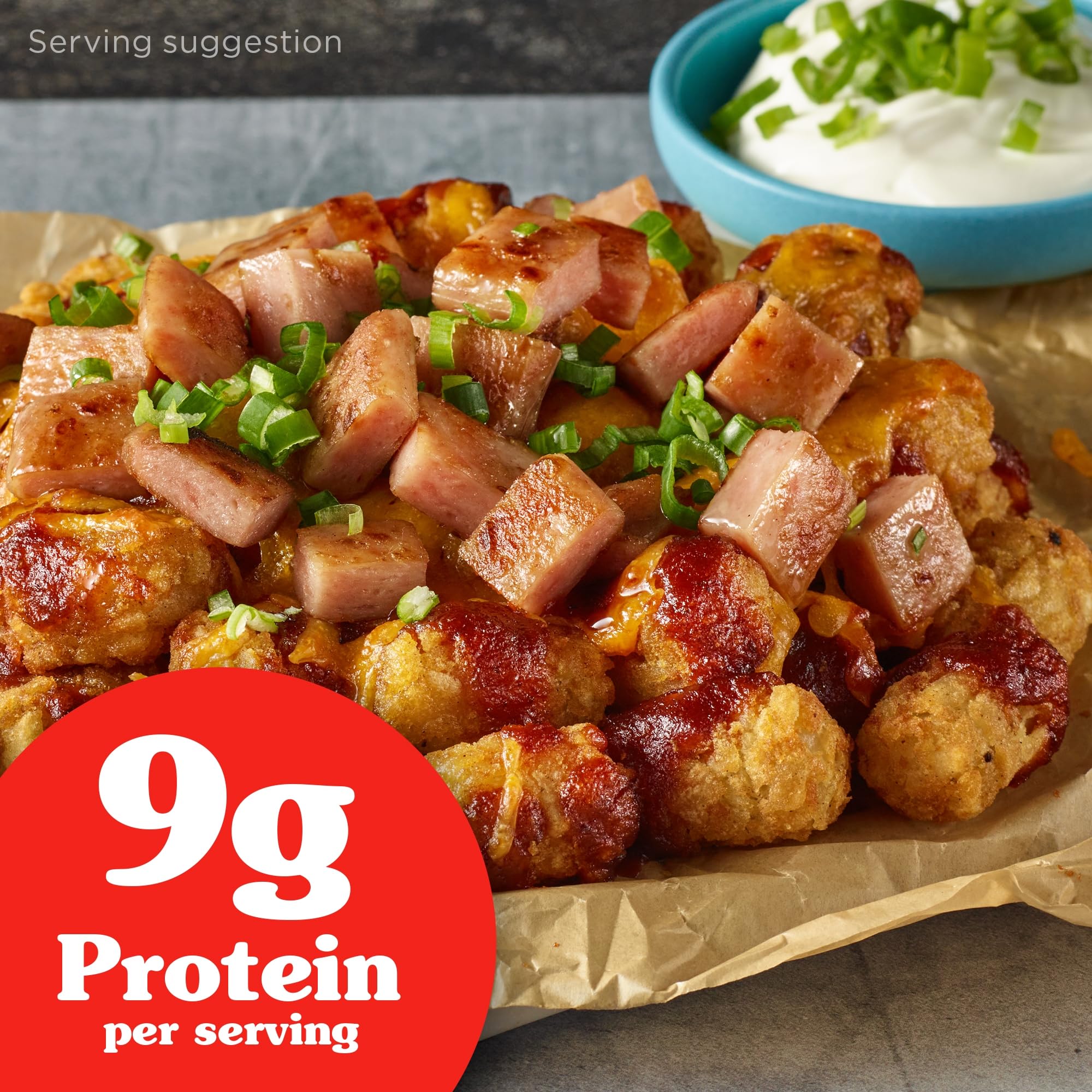 SPAM Hot & Spicy close-up texture highlights seasoned pork and bold flavor benefit