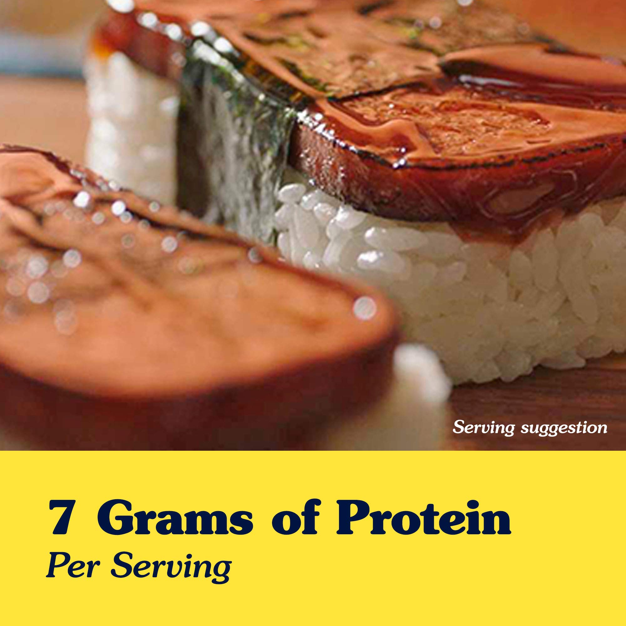 SPAM label detail highlighting brand and nutritional info benefit