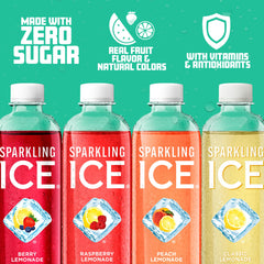 Sparkling Ice Berry Lemonade label detail highlighting fruity aroma and taste benefit