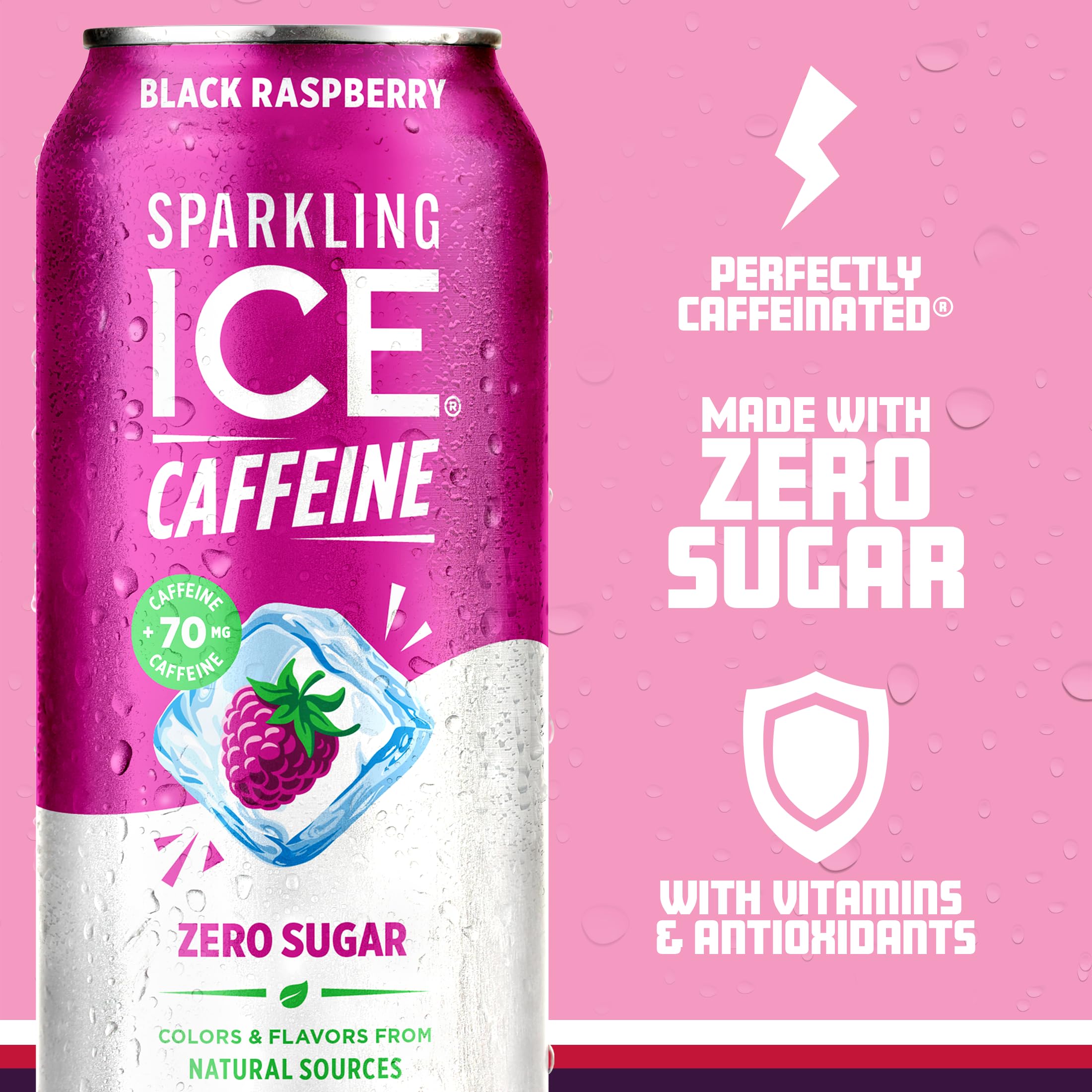 Sparkling Ice pouring into glass showing refreshment and carbonation