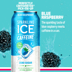 Sparkling Ice can close-up label highlighting caffeine and vitamin benefits