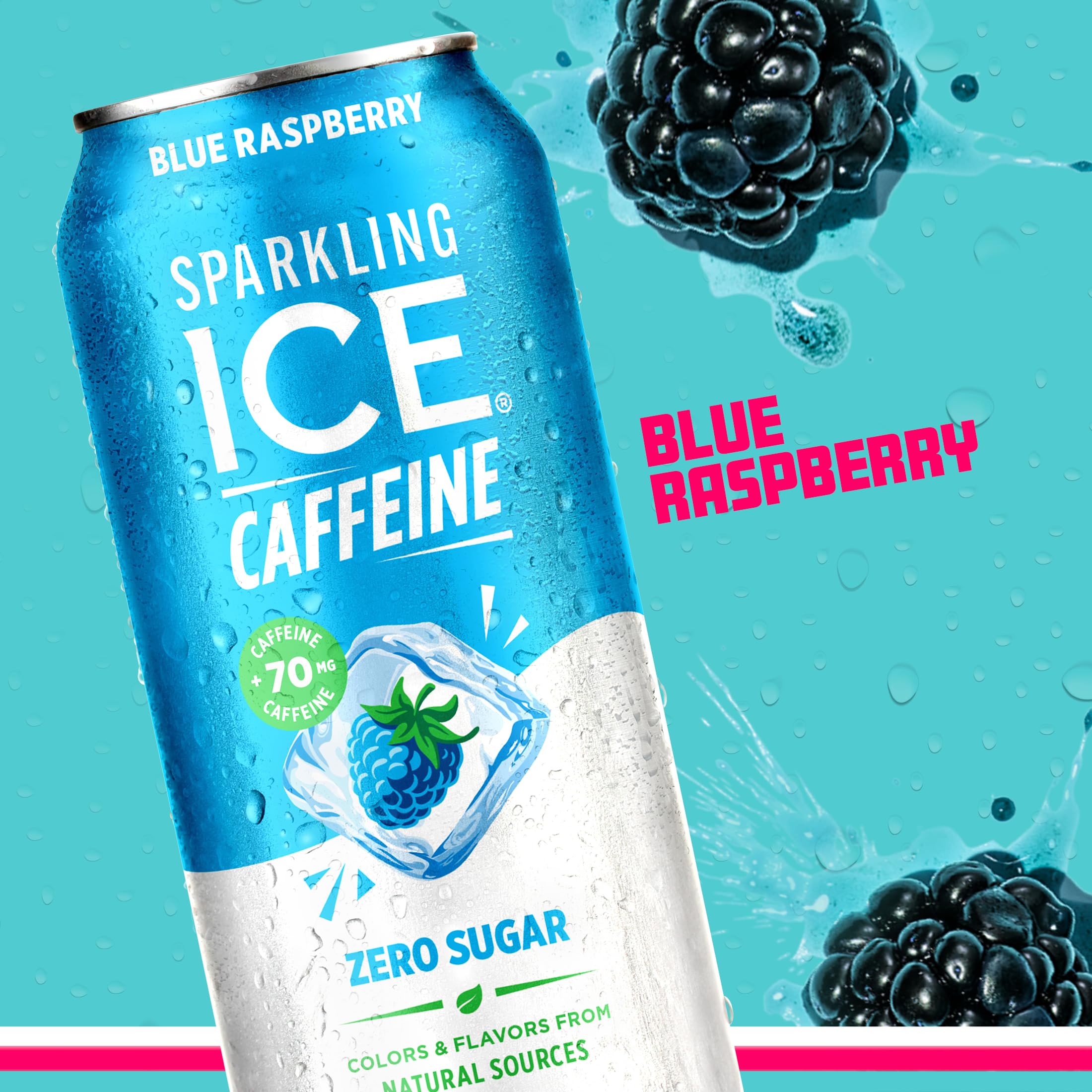 Sparkling Ice can in an outdoor setting promoting portable, flavorful refreshment
