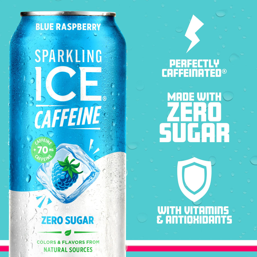 Sparkling Ice pouring into a glass with ice for refreshing beverage benefit