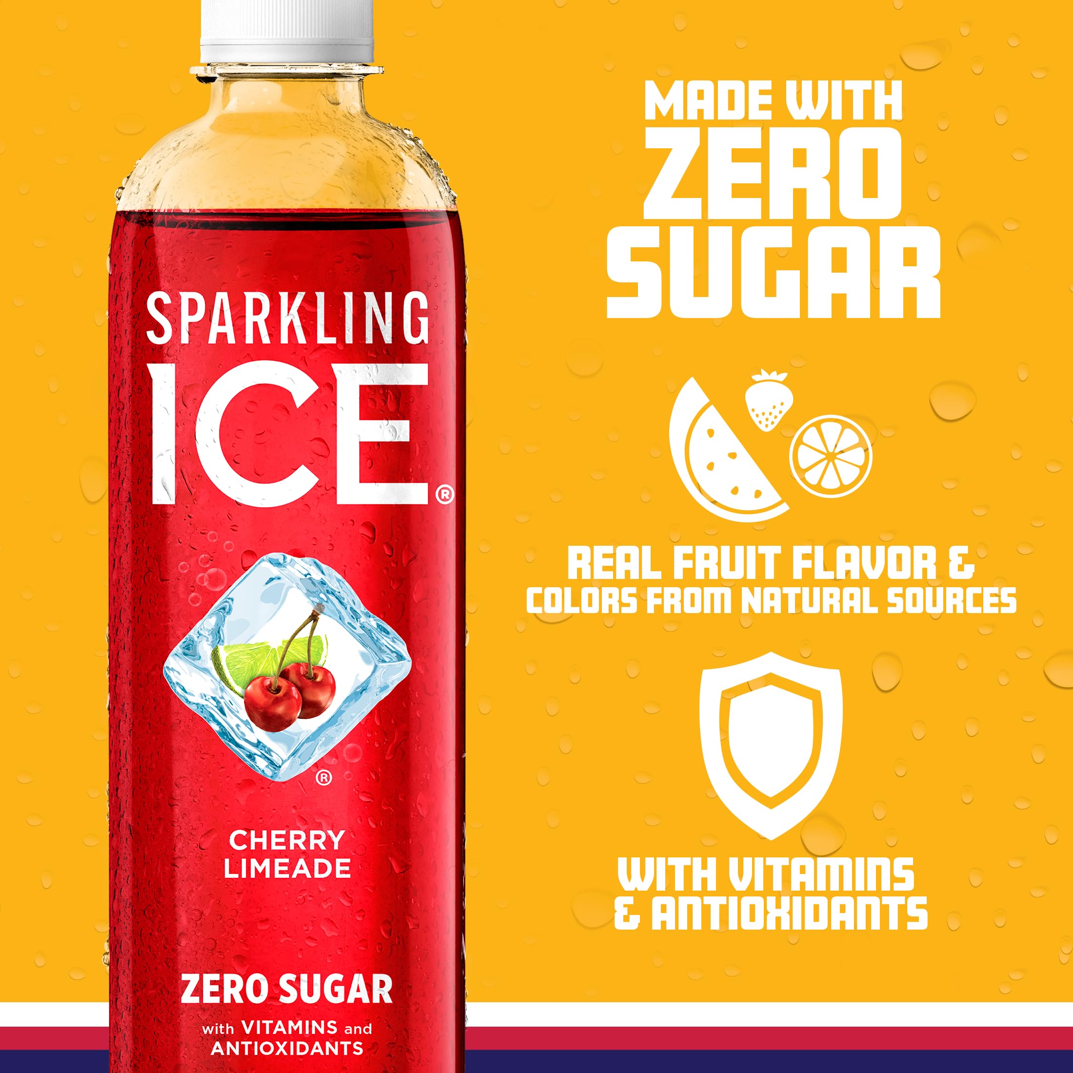 Sparkling Ice Cherry Limeade being poured into a chilled glass with fizzy bubbles for refreshment