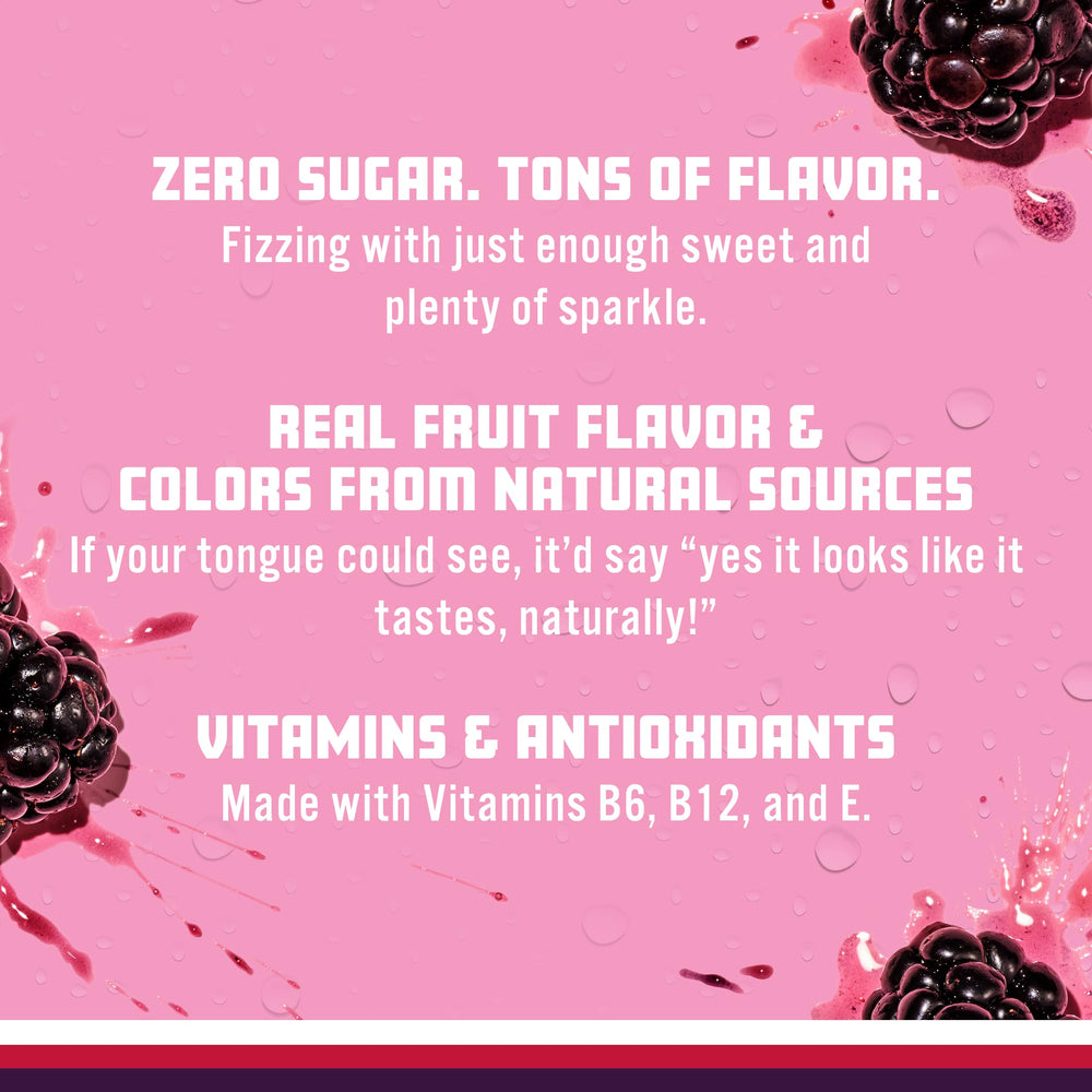 Sparkling Ice grape raspberry bottle neck and carbonation bubbles emphasizing fizzy texture and bold flavor