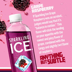 Sparkling Ice grape raspberry close-up label highlighting vitamins and zero sugar benefits