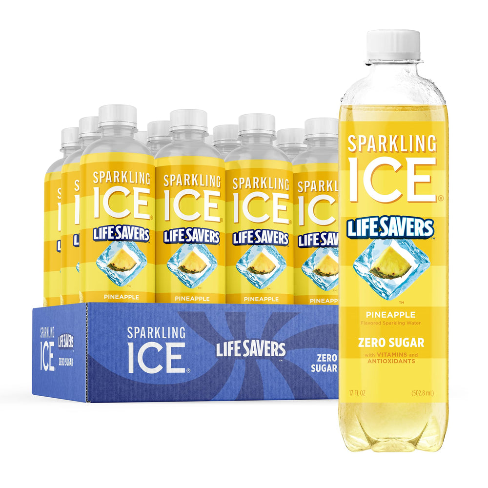 Sparkling Ice front packaging showing LIFESAVERS Pineapple benefit bold flavor