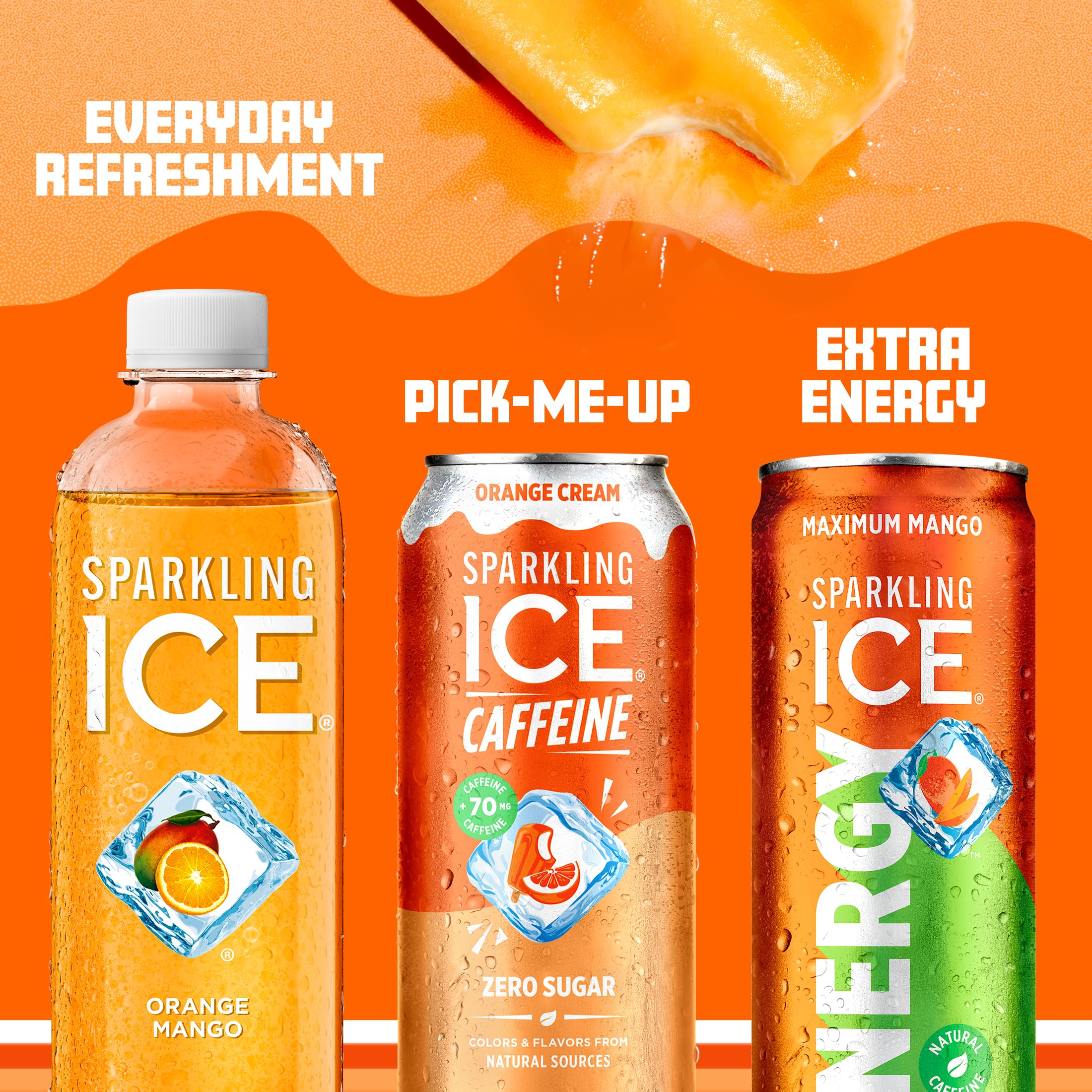 Sparkling Ice Orange Cream ingredients label showing vitamins and antioxidant benefits