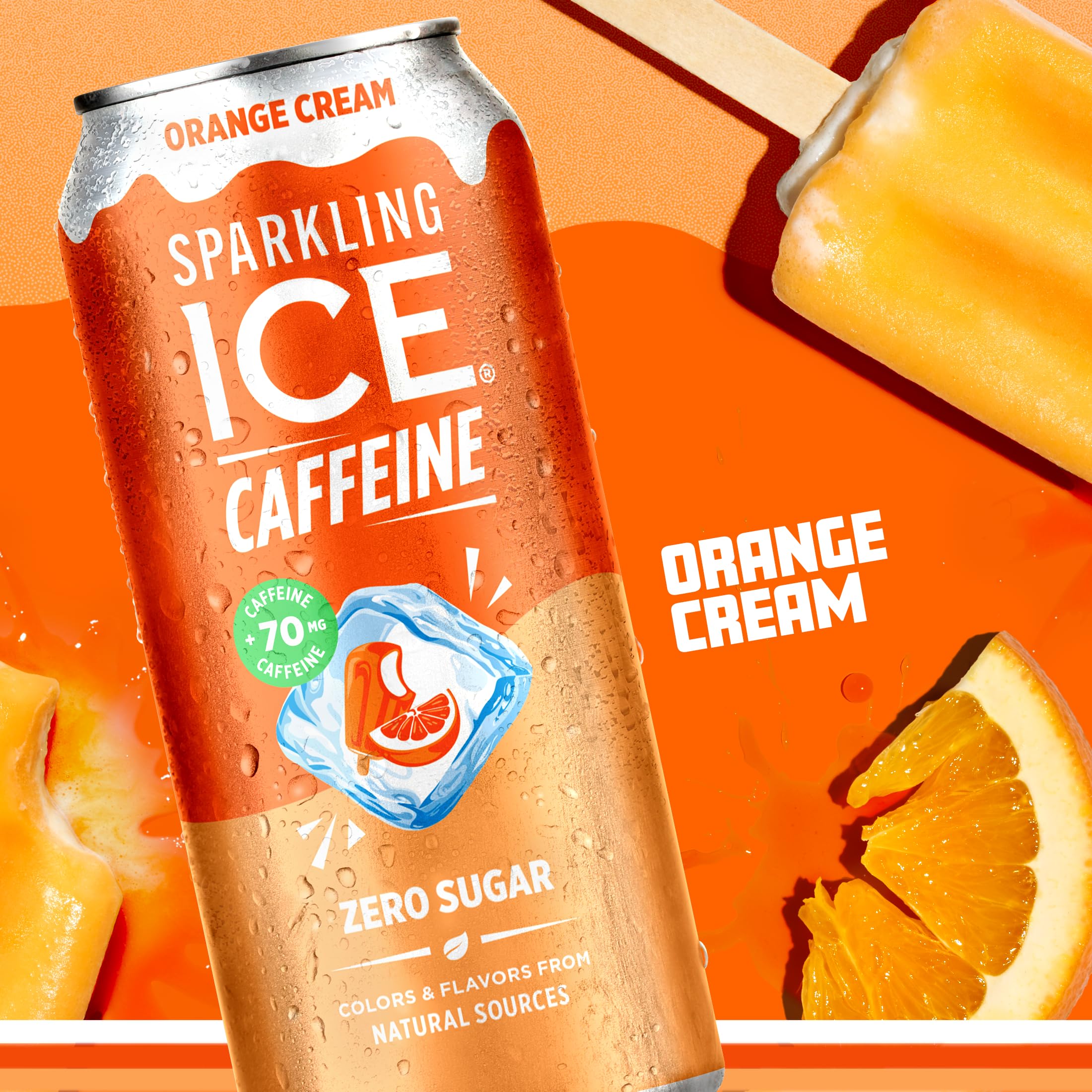 Sparkling Ice Orange Cream on a tabletop lifestyle scene showing enjoyable, sugar-free treat