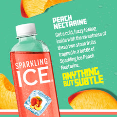 Close-up of Sparkling Ice bottle label highlighting vitamins and zero sugar benefit