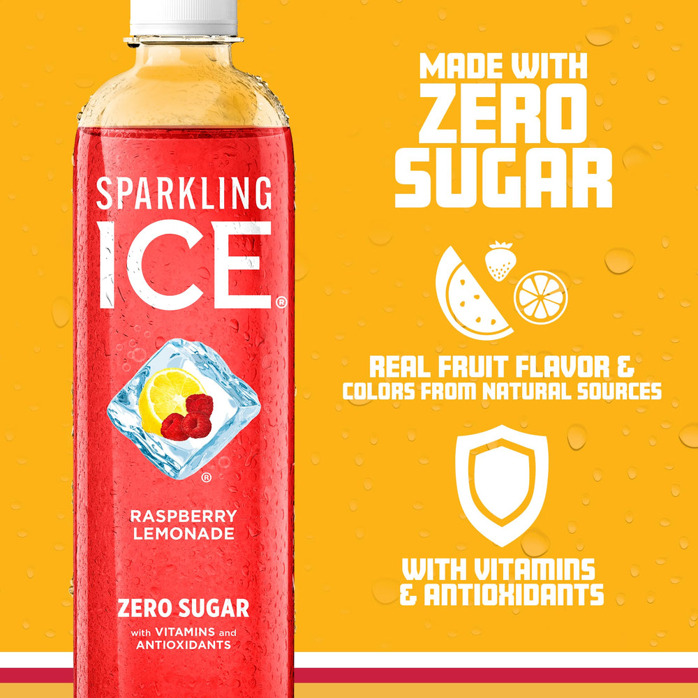 Sparkling Ice pouring into glass with fizz highlighting refreshing, zero-sugar taste