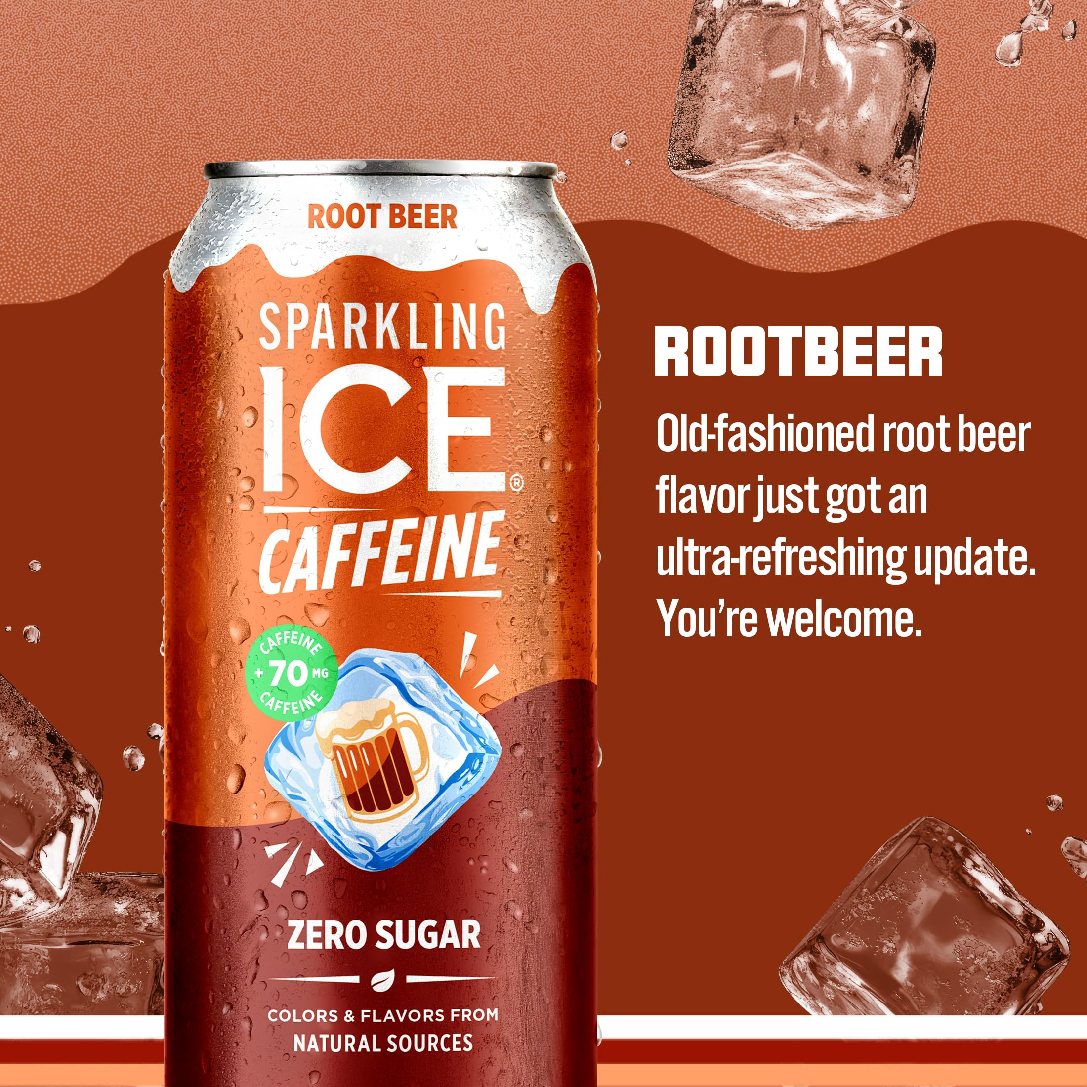 Sparkling Ice root beer can close-up highlighting texture and bold flavor