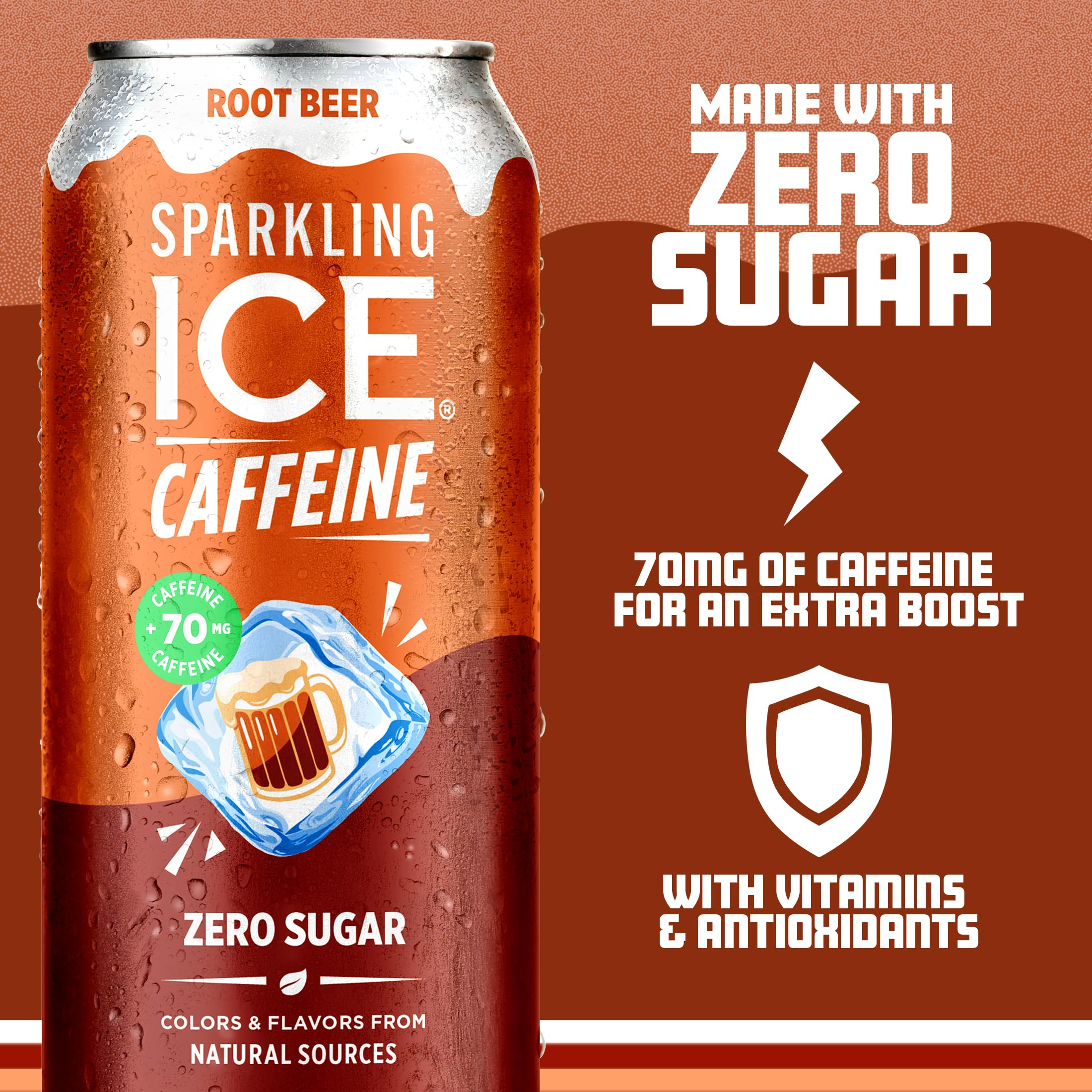 Sparkling Ice root beer pouring into glass with fizz for immediate refreshment