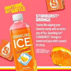 Sparkling Ice STARBURST orange bottle close-up highlighting vibrant color and texture
