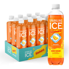 Sparkling Ice STARBURST orange front packaging showing pack label and flavor benefits