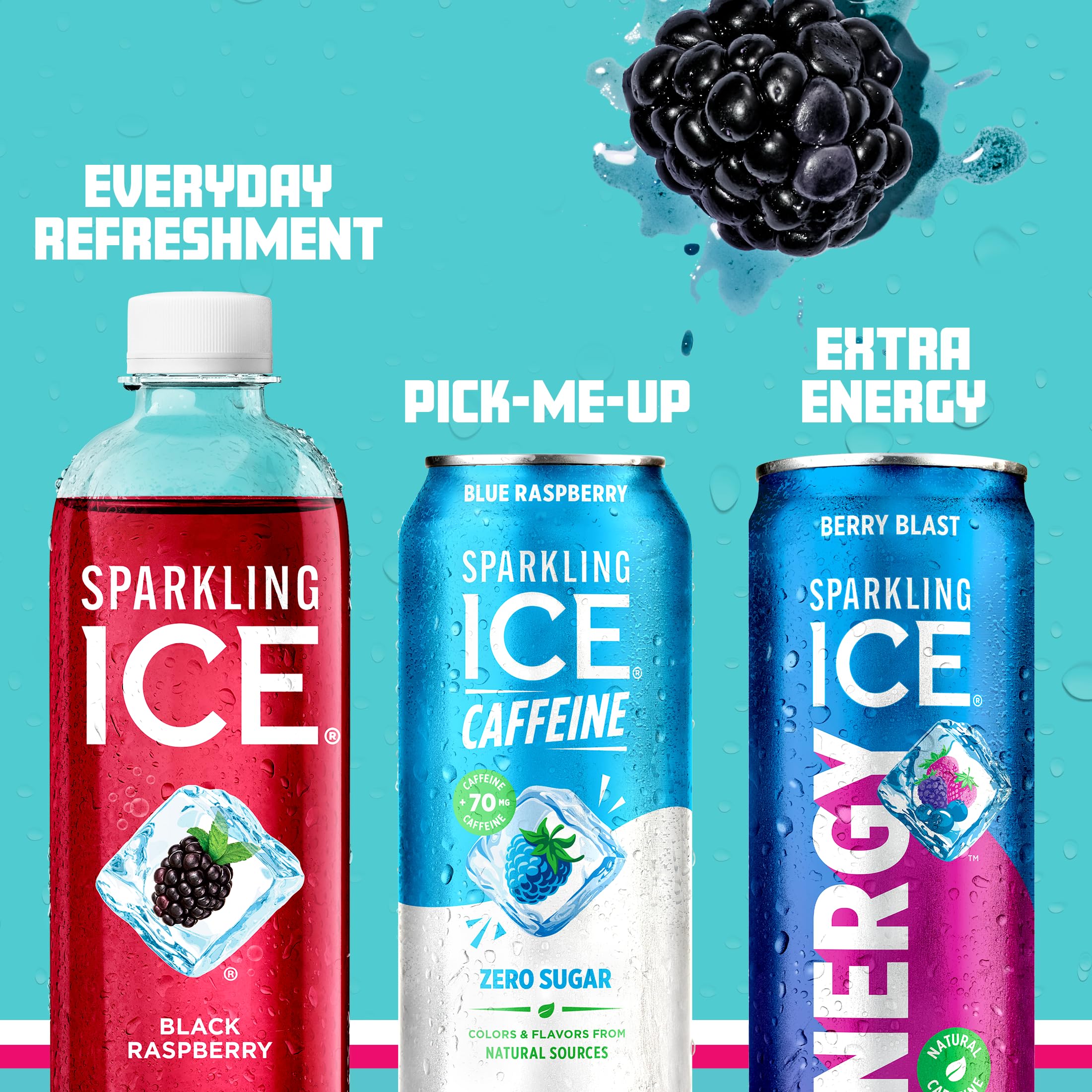 Sparkling Ice Strawberry Citrus can showing sweet-and-zesty benefit