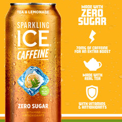 Sparkling Ice pouring into glass with bubbles, showing invigorating carbonation