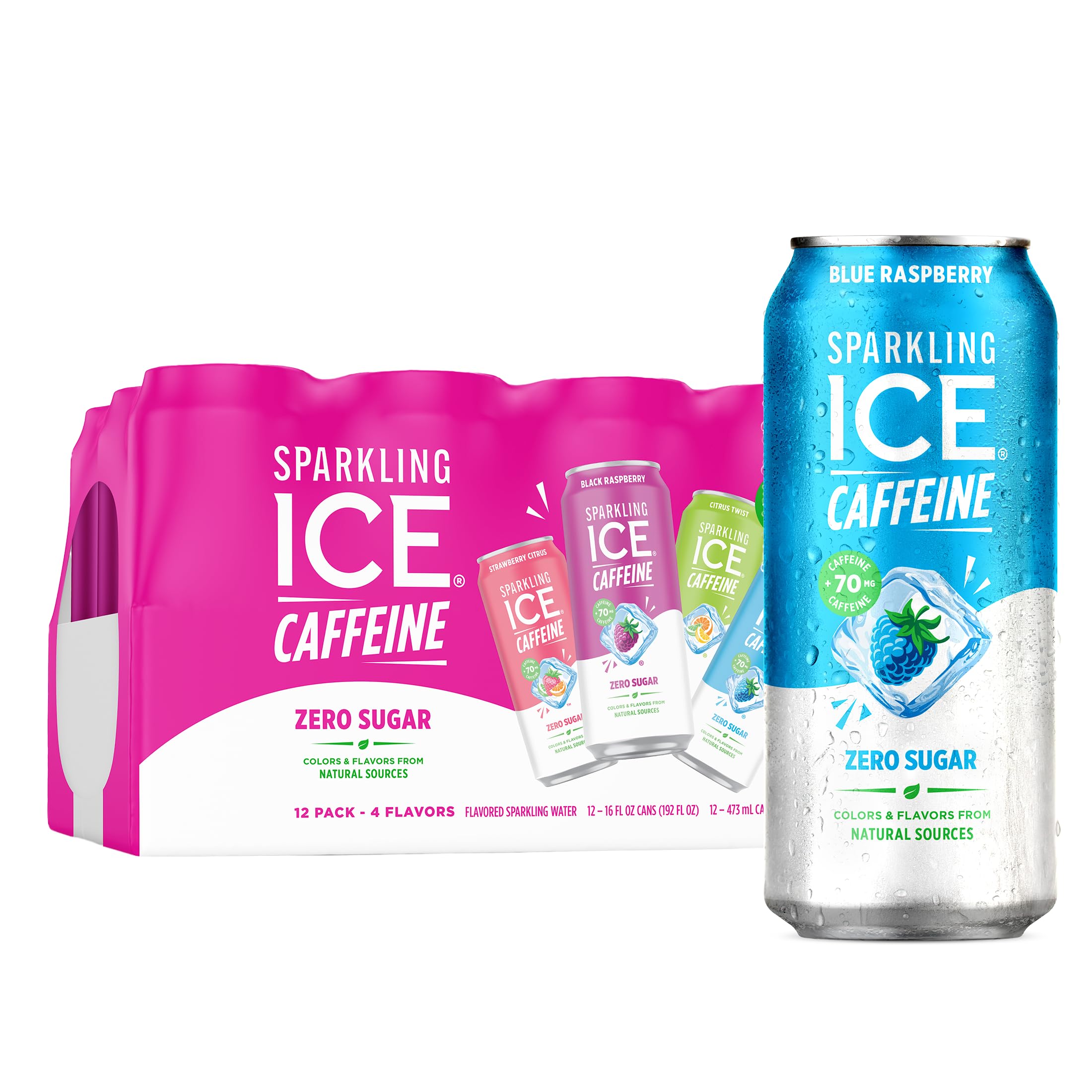 Sparkling Ice variety pack front view showing all flavors and cans