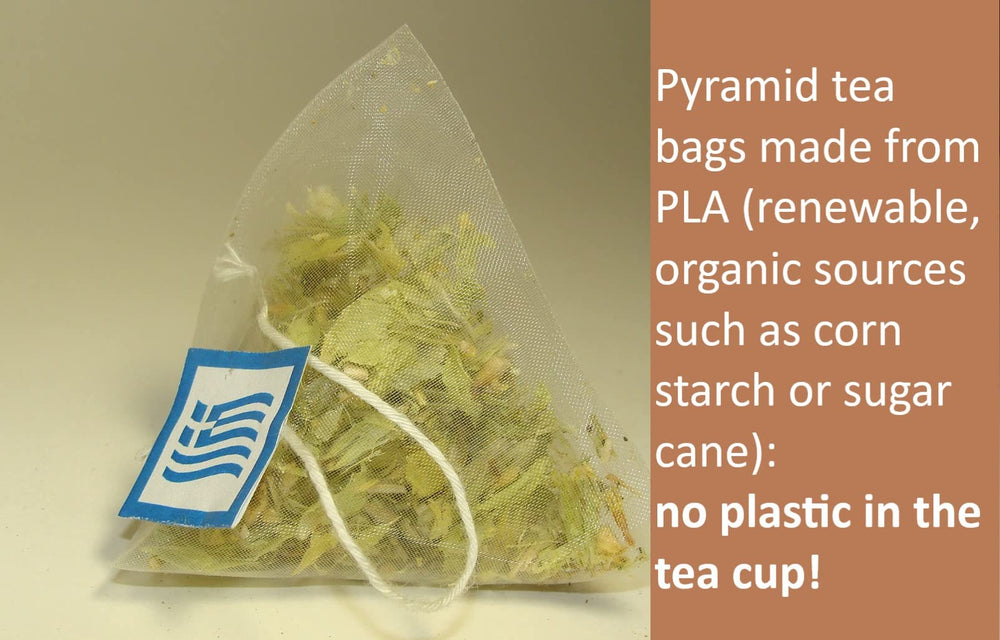 Sparta Natura pyramid tea bag close-up illustrating fuller infusion