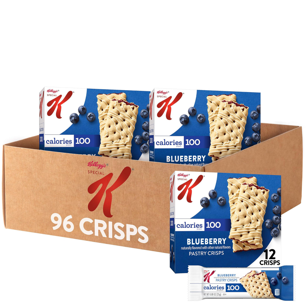 Kellogg's Special K front packaging showing blueberry pastry crisps and boxes for pantry benefit