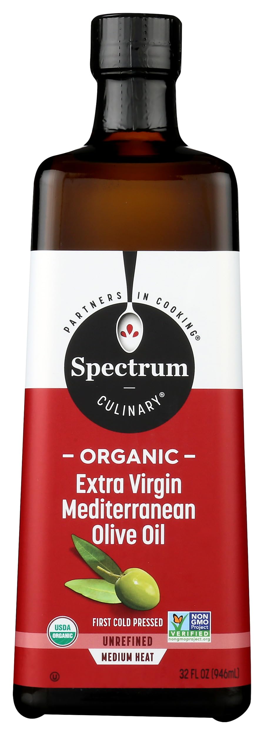 Spectrum bottle front showing label and organic benefit