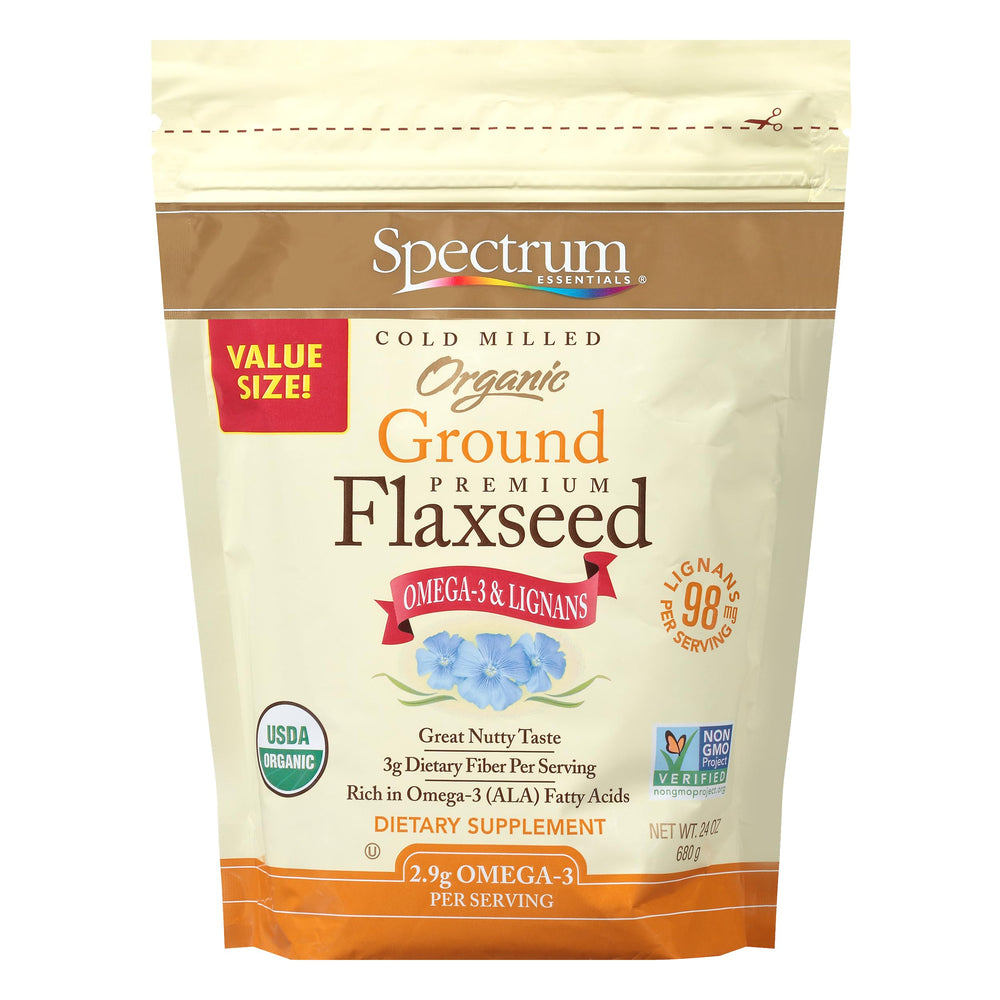 Spectrum front packaging 24 oz pouch showing organic seal and benefit