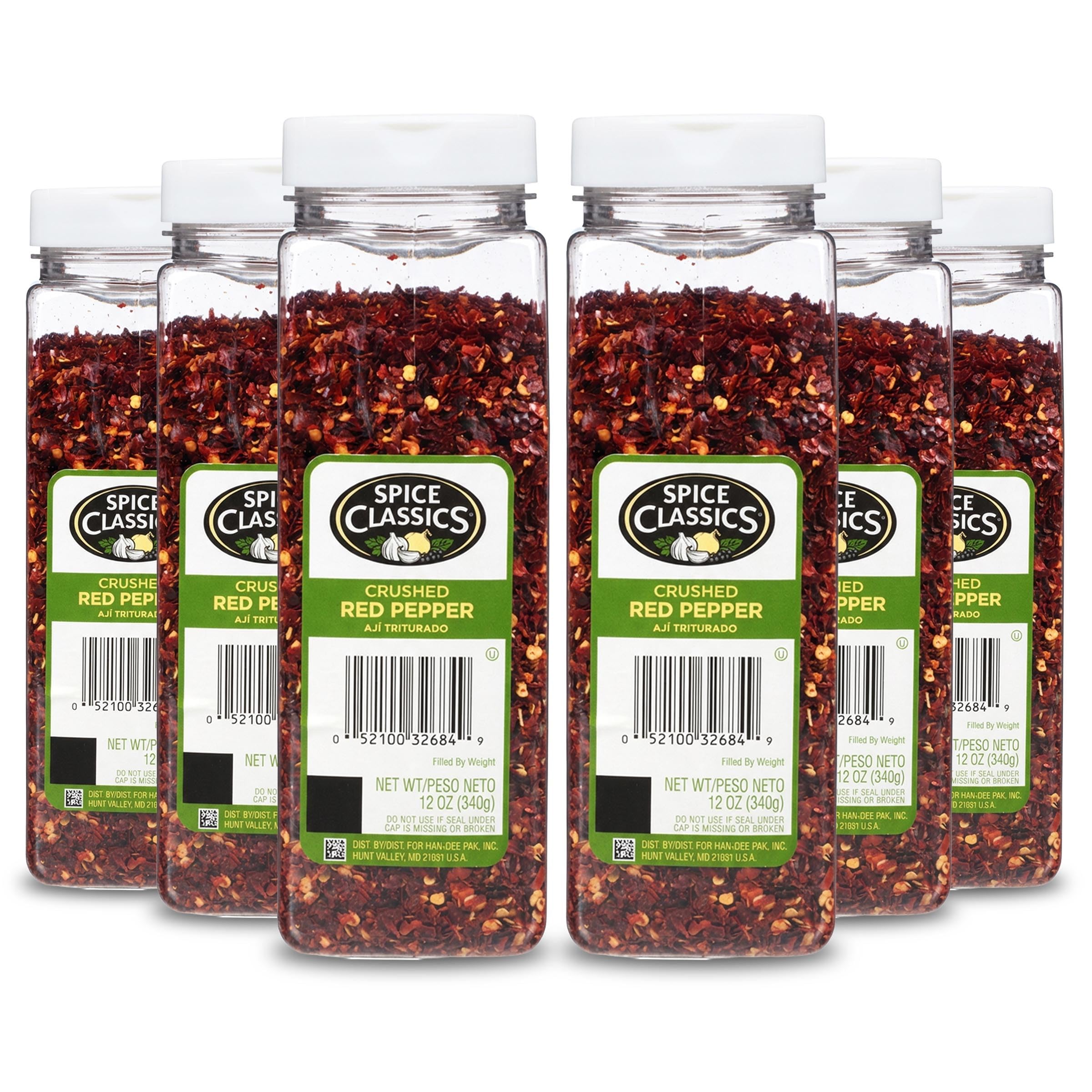 Spice Classics front packaging showing six 12-ounce containers and clear branding benefit: bulk supply