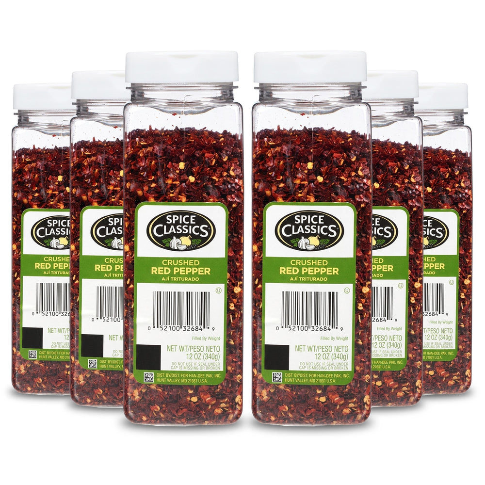 Spice Classics front packaging showing six 12-ounce containers and clear branding benefit: bulk supply