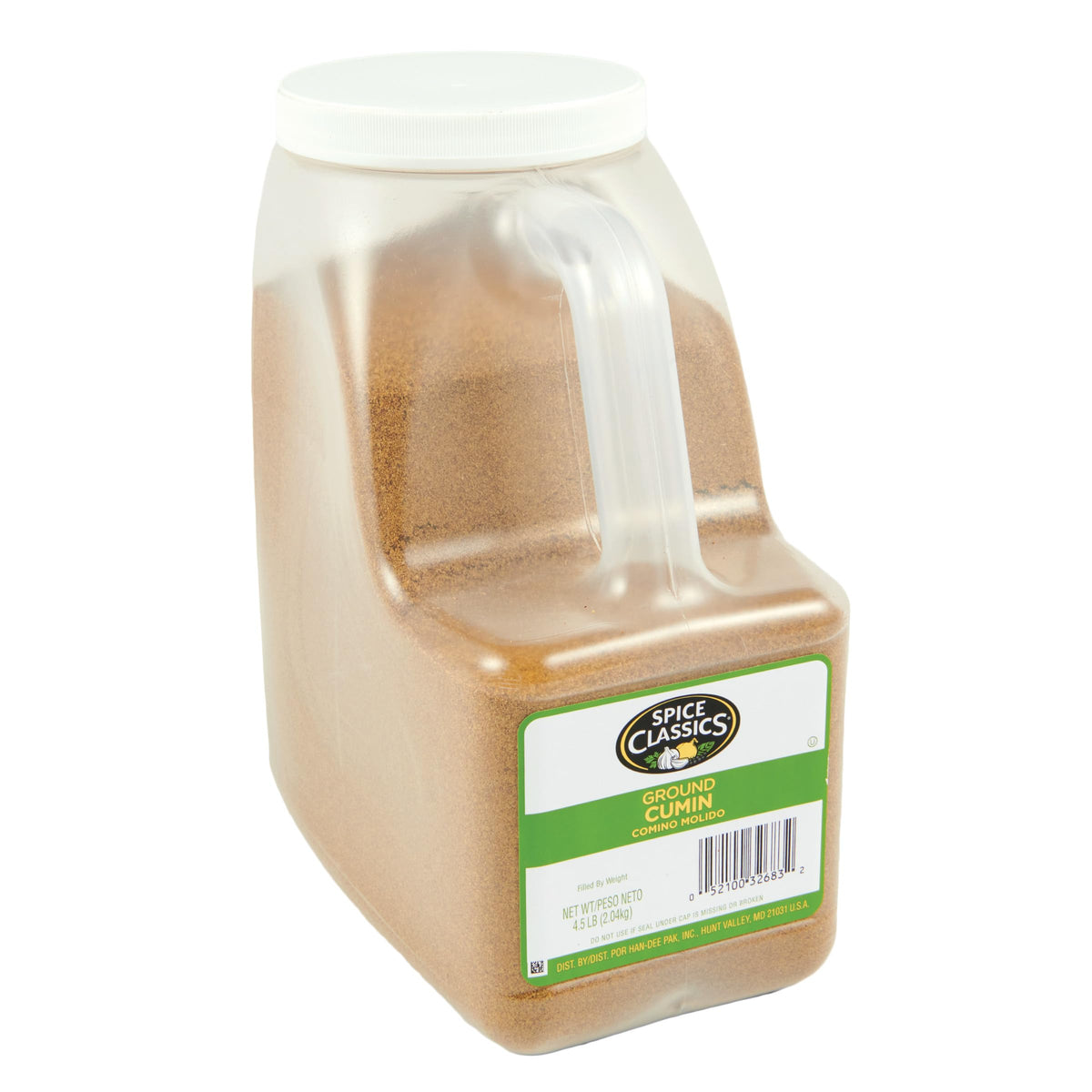 Spice Classics front packaging showing 4.5 lb jar and clear label for easy use