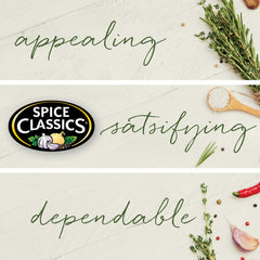 Spice Classics shaker-top dispensing flakes onto food showing easy control and quick seasoning benefit
