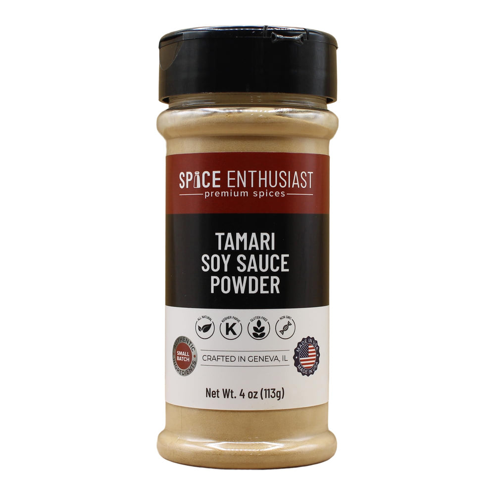 Spice Enthusiast tamari powder front packaging showing label and benefits