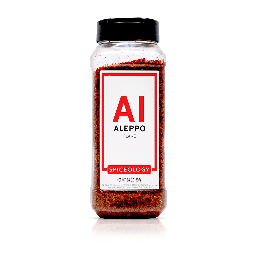 Spiceology 14 oz front packaging showing jar and label, highlights large commercial size