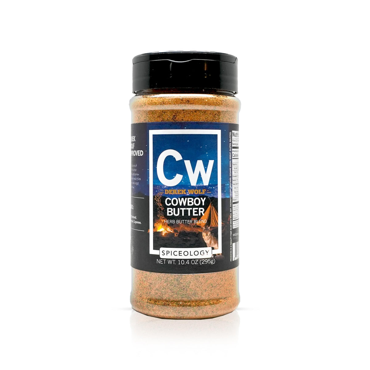Spiceology jar front view showing the Cowboy Butter label and bold packaging benefit